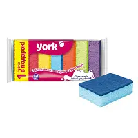 York губки для посуды колор люкс 6+1 шт