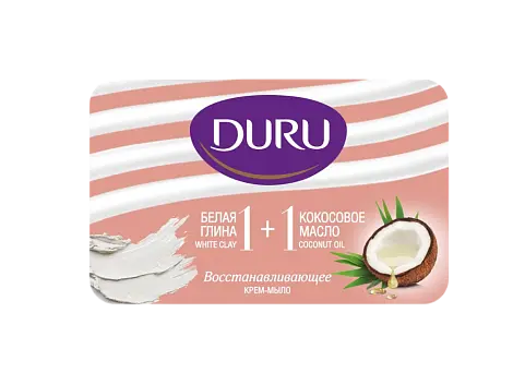 Duru 1+1 туалетное крем мыло белая глина и кокосовое масло 80 г