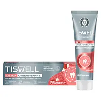 Tiswell зубная паста отбеливающая энзимная от темного налета и камня с каолином и фтором со вкусом грейпфрут 110 гр