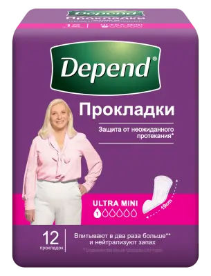 Depend прокладки урологические для женщин ultra при недержании 12 шт 