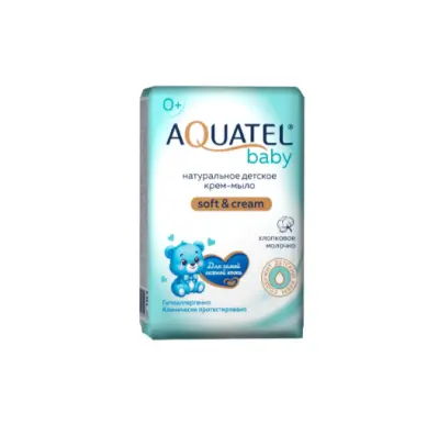 Aquatel baby крем мыло твердое хлопковое молочко 4*75 г 300 г 