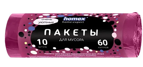 Homex пакеты для мусора 60 л 10 шт очень уютные бирюзовые new