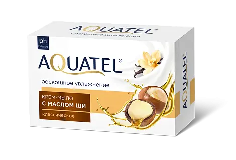 AQUATEL крем мыло твердое классическое масло ши 90 г