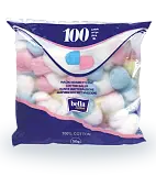 BELLA Шарики ватные BELLA COTTON цветные 100шт