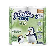 Familia Trio Natural туалетная бумага белая трёхслойная 4 шт