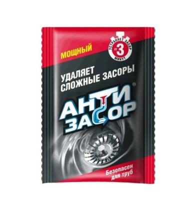 Антизасор мощный гранулированное средство для удаления засора в трубах 70 г 