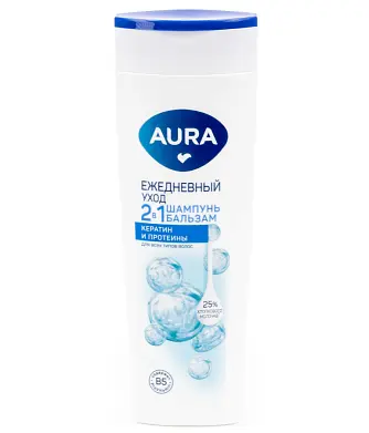 Aura шампунь 2 в1 ежедневный уход флакон флиптоп 380 мл