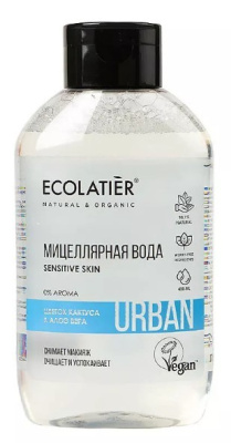 Ecolatier мицеллярная вода для снятия макияжа для чувствительной кожи цветок кактуса  алоэ вера 600 мл 