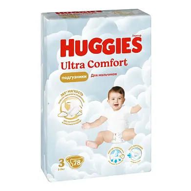 Huggies ultra comfort 3 5-9 кг подгузники 78 шт для мальчиков