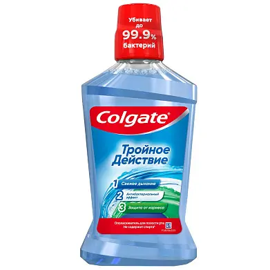 Colgate тройное действие антибактериальный ополаскиватель для полости рта 500 мл