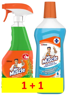 Мистер Мускул набор утренняя роса для стекол триггер 530 мл + после дождя запаска 530 мл 