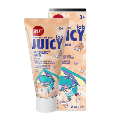 Juicy lab зубная паста детская без фтора маршмеллоу персик 55 мл 