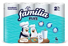 Familia бумажные полотенца белые двухслойные 4 шт