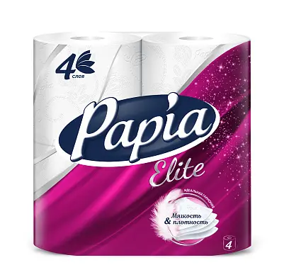Papia elite туалетная бумага белая четырёхслойная 4 шт