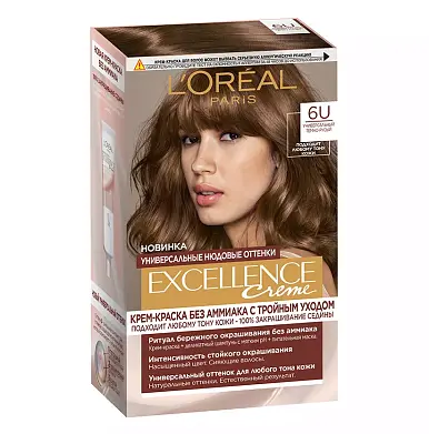 L` Excellence краска для волос 6 универсальный темно русый