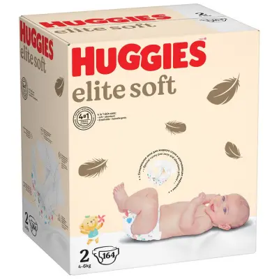 Huggies Soft подгузники для новорожденных 4-6 кг 2 размер 164 шт 