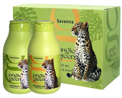 Jungle Green подарочный набор SAVANNA шампунь 250 гель 250 гепард жен 