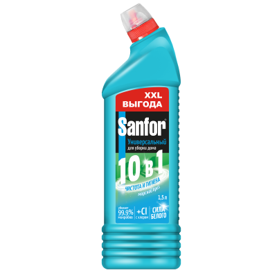 Sanfor средство для чистки и дезинфекции 10 в1 морской бриз 1500 мл 