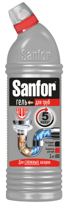 Sanfor для труб средство для очистки канализационных труб 1 л 