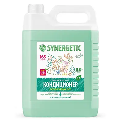Synergetic кондиционер ополаскиватель для белья реликтовый лес 5 л 165 стирок