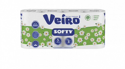 Veiro туалетная бумага softy 3сл 8 шт 