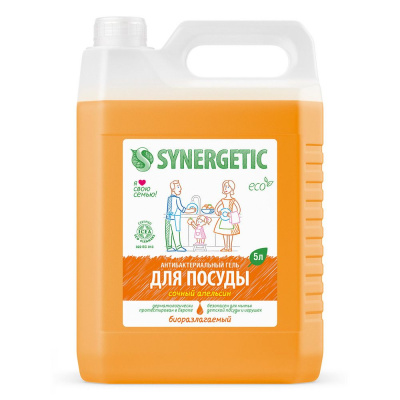 Synergetic гель для мытья посуды сочный апельсин 5 л 