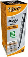 Bic перманентный маркер файн чёрный универсальный тонкое письмо кор 12 шт