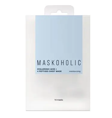 Maskoholic увлажняющая тканевая маска с гиалуроновой кислотой и 4 видами пептидов набор 10 шт