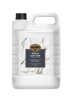 Aura крем мыло парфюмированное белый хлопок канистра 5000 мл 
