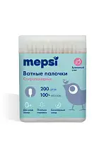 Mepsi детские ватные палочки спиралевидная намотка 200 шт