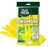 Master FRESH эконом хозяйственные перчатки латексные с хлопком 1 пара большой размер желтые