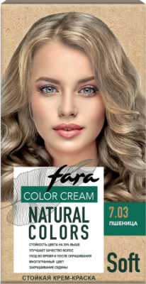 Fara стойкая крем краска для волос natural colors soft  350 пшеница 7.03 