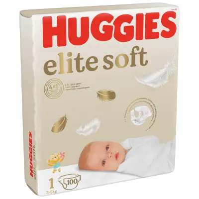 Huggies Soft подгузники для новорожденных 3-5 кг 1 размер 100 шт 