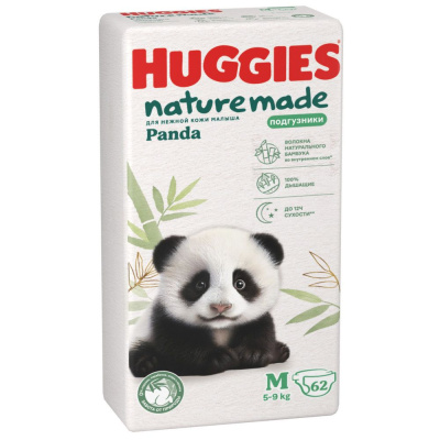 Huggies naturemade подгузники 3M 5-9 кг 62 шт 