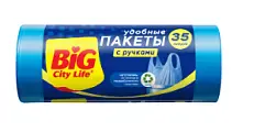 BIG City пакеты для мусора с ручками 35л синие 30 шт