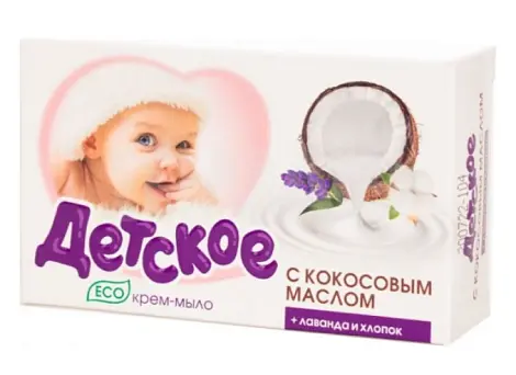 ВЕСНА Туалетное крем-мыло твердое «Детское» кокос, лаванда, хлопок, 90г