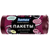 Homex пакеты для мусора большие очень крутые 240 л 18 шт 35 мкр бордовые аромат вишневый бархат