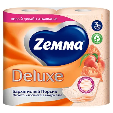 Zemma deluxe туалетная бумага бархатистый персик 3 слоя 4 рулона