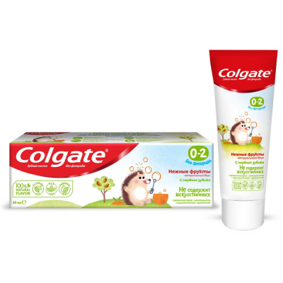 Colgate зубная паста детская  0-2 без фторида для детей от 0 до 2 лет со вкусом нежных фруктов 40 мл 