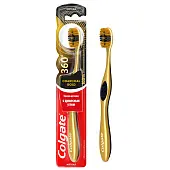 Colgate зубная щетка 360º золотая с древесным углем многофункциональная антибактериальная мягкая золотая
