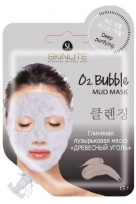SKINLITE глиняная пузырьковая маска древесный уголь 