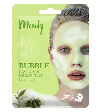 Monty пузырьковая маска детокс эффект зеленый чай и кактус
