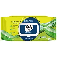 Emily Style влажные салфетки для всей семьи 100+20 штук упаковка с клапаном +20% бесплатно