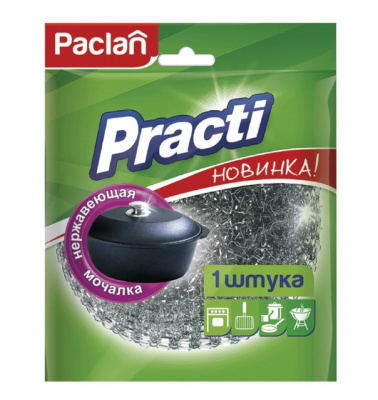 Paclan мочалка металлическая большая 1 шт 