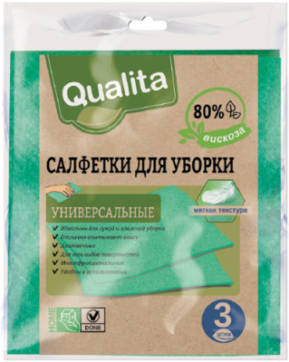 Qualita салфетки вискозные eco life 3 шт 