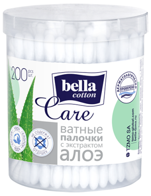 BELLA Ватные палочки 200 шт. с экстр. алоэ в круг.коробочке 