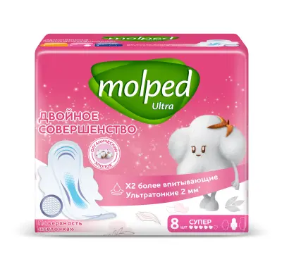 Molped ультратонкие прокладки c крылышками супер 8 шт 