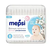 Mepsi детские ватные палочки ультратонкие 400 шт