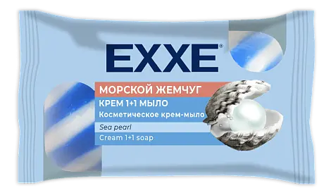 Exxe косметическое крем-мыло 1+1 морской жемчуг 4 шт*75 г синее полосатое экопак