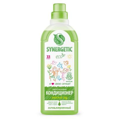 Synergetic кондиционер ополаскиватель для белья райский сад 1 л 33 стирки 